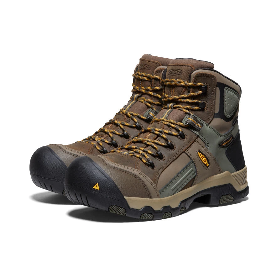 Keen Men's Davenport AL Waterproof Mid (Composite Toe) | Shitake/Forest Night - Image 2