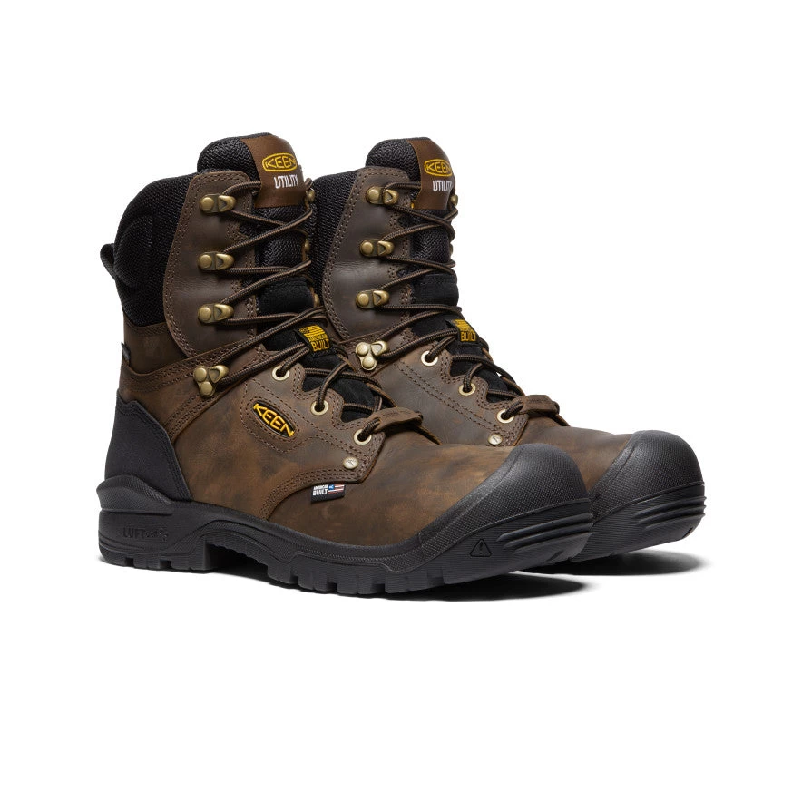 Keen Men's Independence 8" Waterproof Boot (Carbon Fiber Toe) | Dark Earth/Black - Image 2
