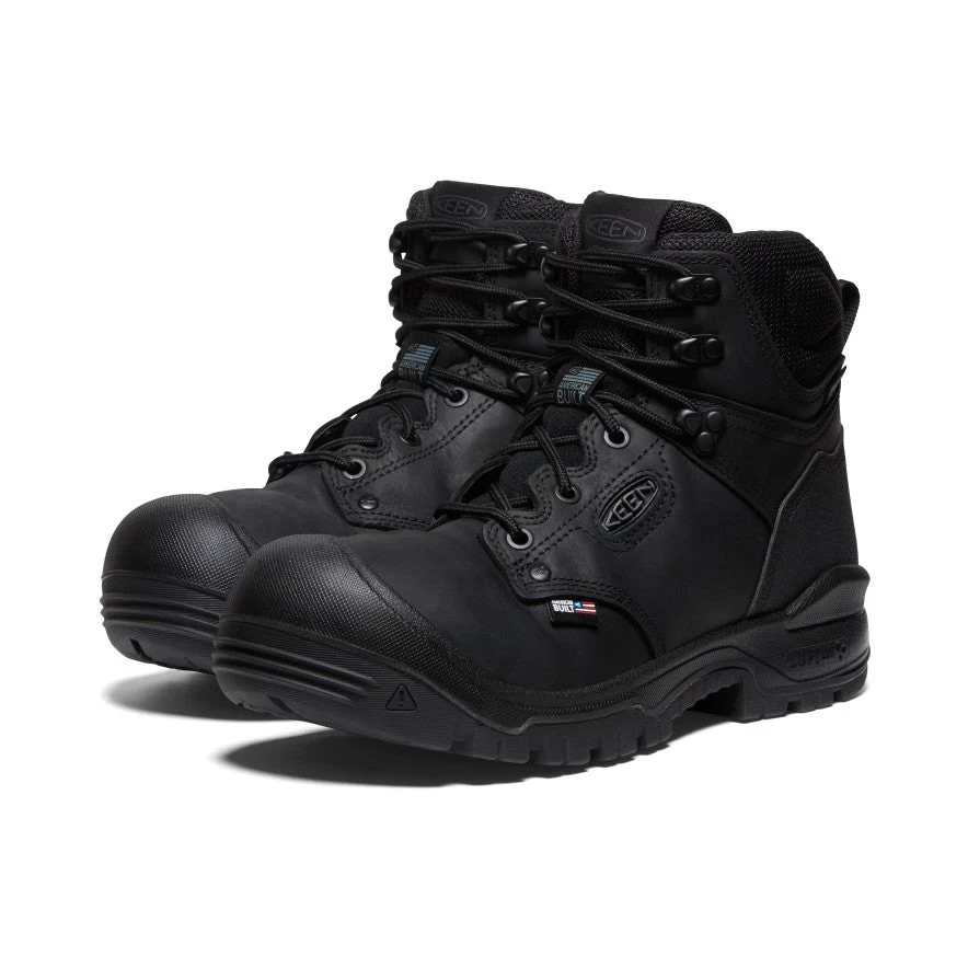 Keen Men's Independence 6" Waterproof Boot (Soft Toe) | Black/Black - Image 2