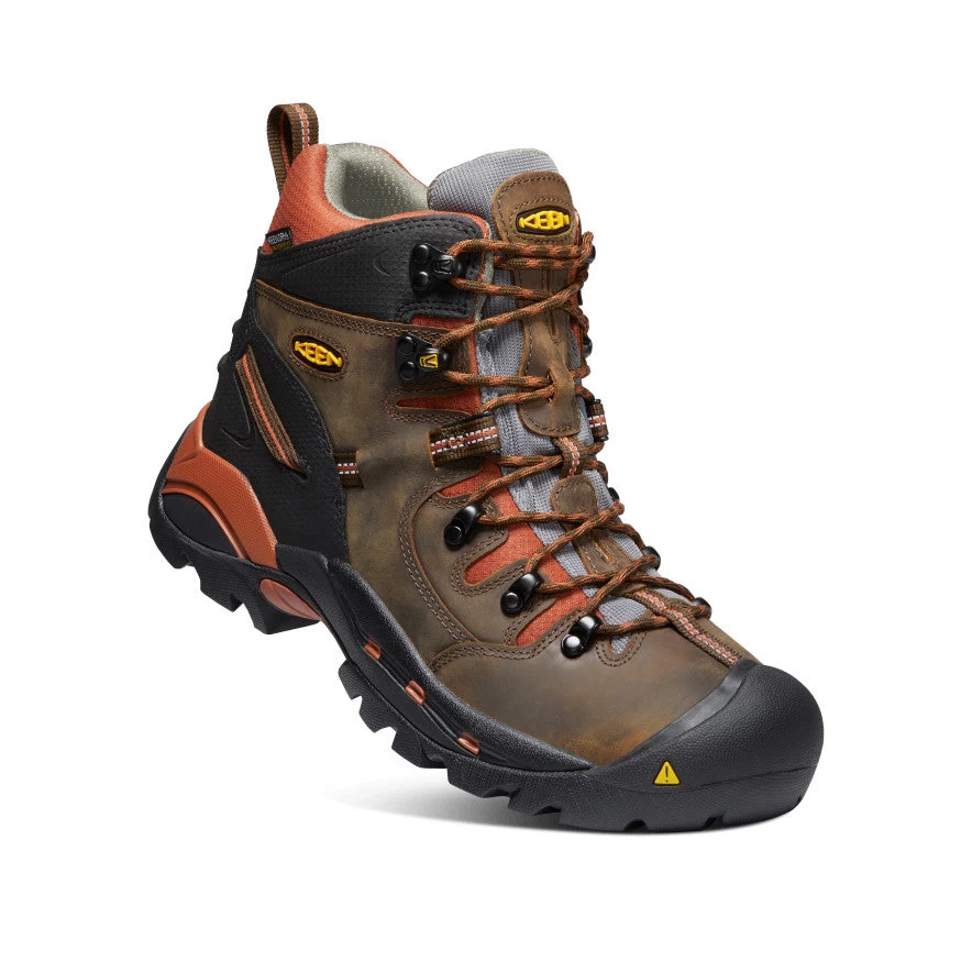 Keen Men's Pittsburgh 6" Waterproof Boot (Soft Toe) | Cascade Brown/Bombay Brown - Image 3