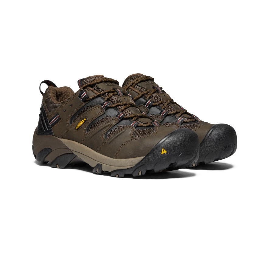 Keen Men's Lansing Low (Steel Toe) | Cascade Brown/Fired Brick - Image 2