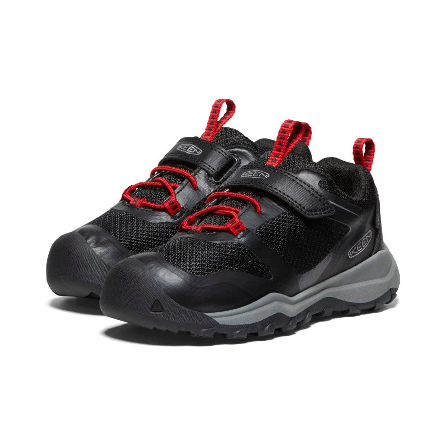 Keen Little Kids' Wanduro Waterproof Shoe | Black/Ribbon Red - Image 2